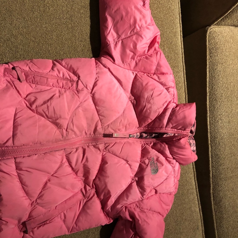 girls pink north face reversible